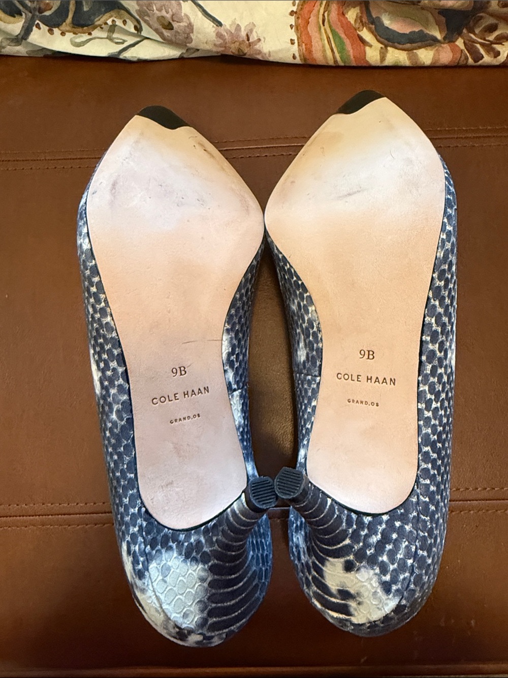 Cole Haan Blue-Gray Snake-Print Pointed Toe Pumps - Picture 6 of 6